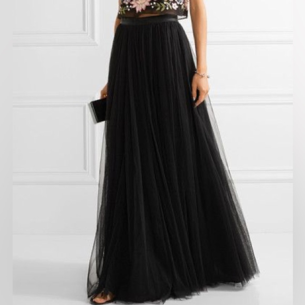 Tadashi Shoji Black Tulle Maxi Skirt